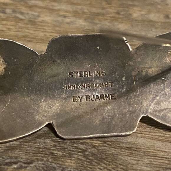 Bjarne 925 Sterling Silver Hammered Floral Arts Brooch Pin Vintage Jewelry Craft - Picture 9 of 13